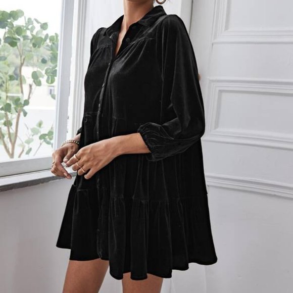 CHIC DOLLZ Velvet High Waist button down Shirt Sm - Picture 2 of 6